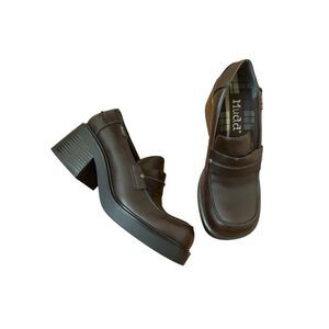 Mudd Brown Chunky Heeled Platform Loafers Vintage 90s Y2K Size 8.5